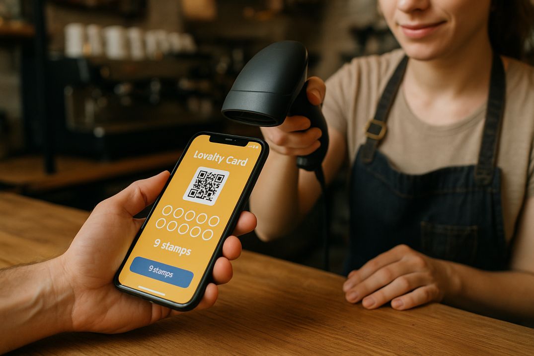 Customer using personalized loyalty program with data-driven promotion and custom offers marketing strategy in F&B industry.